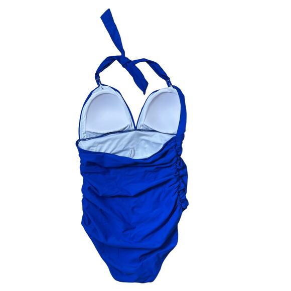 Women’s One Piece Swimsuit Halter Tie back Cobalt Blue Size Medium - Picture 3 of 5